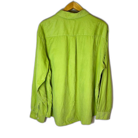 Paradise Collection Lime Green Fine Wale Corduroy LS Classic Button Up Shirt XXL - Picture 10 of 15